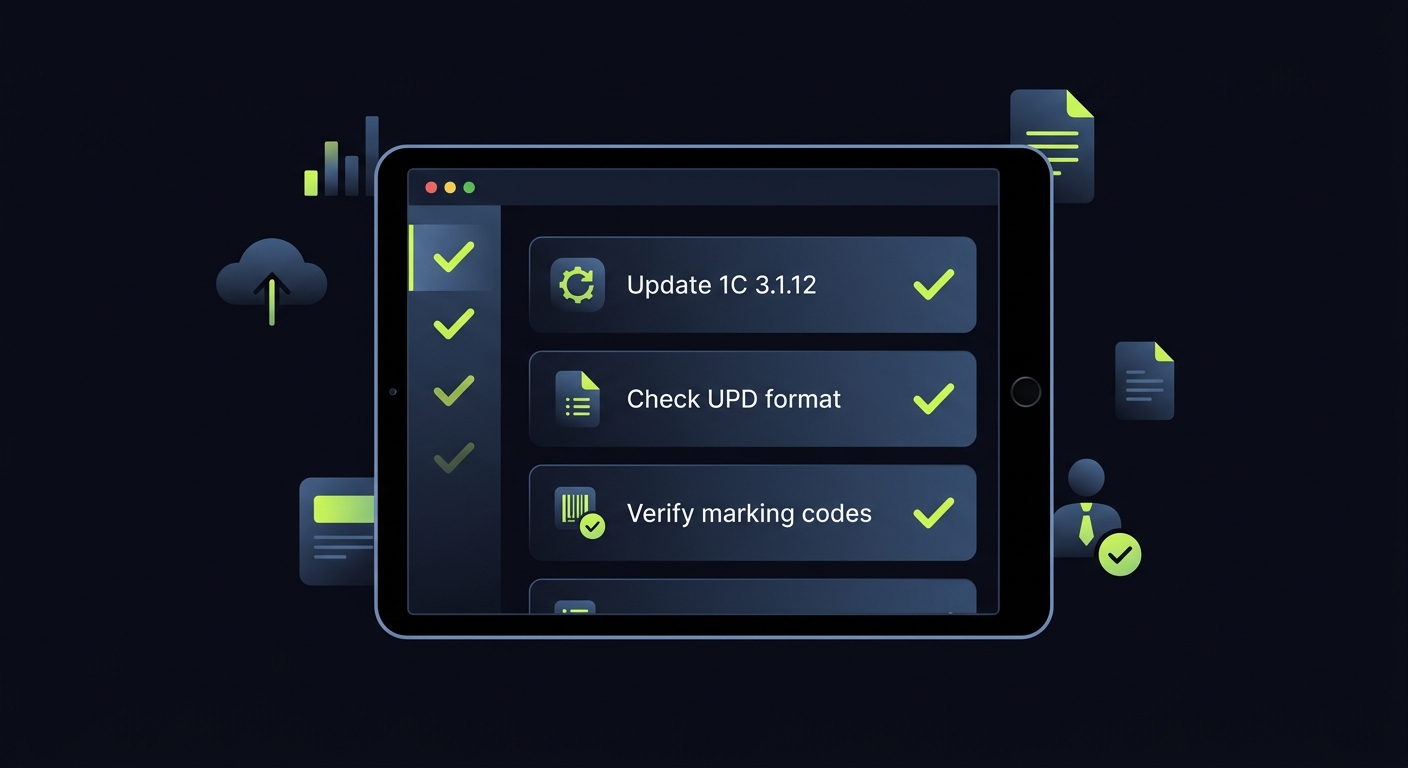 A checklist on a tablet screen with checkmarks next to items like 