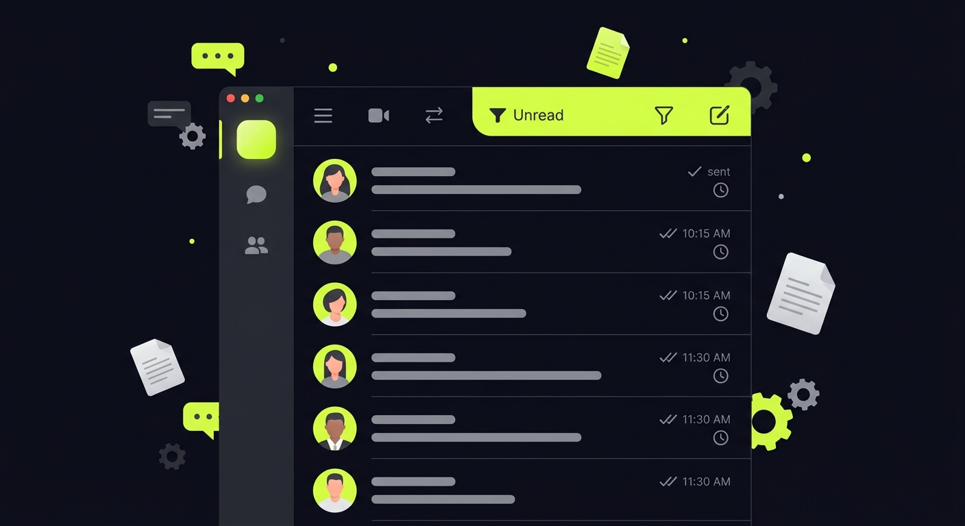 A screenshot of a messenger app showing multiple unanswered messages to clients, all sent between 9 AM and 12 PM