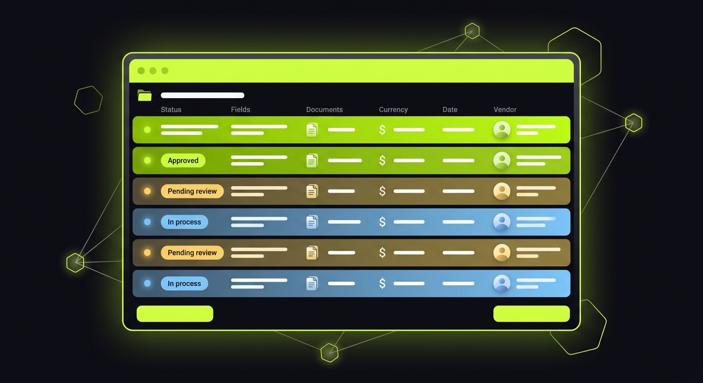 Screenshot of 1C register with color-coded document statuses