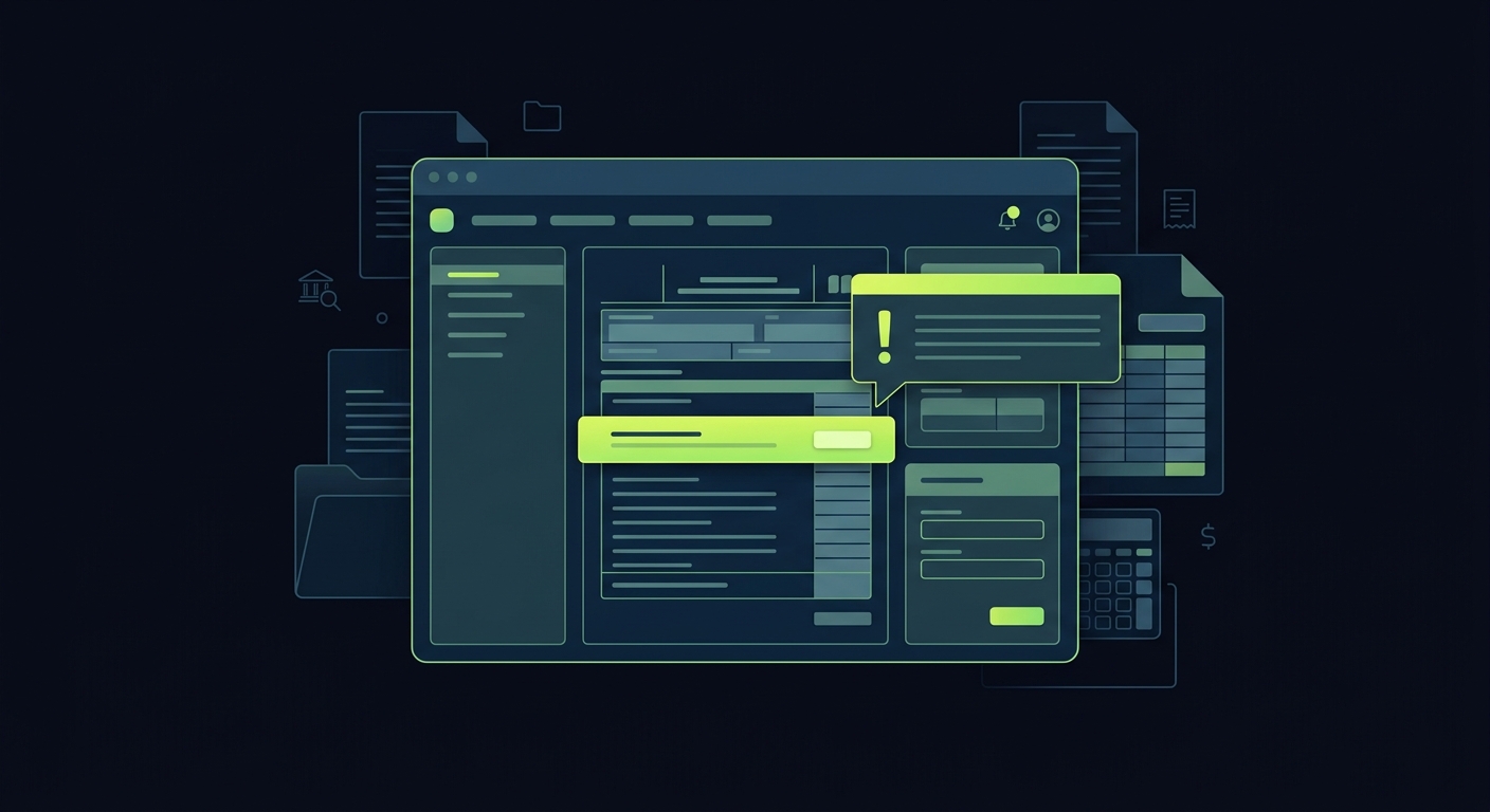 Error notification in tax software with highlighted new VAT section